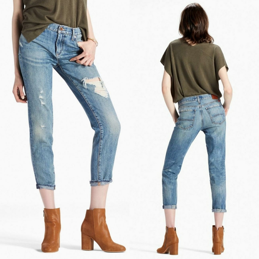 NWT Lucky Brand Sienna Slim Ripped Boyfriend Jeans 25 Distressed